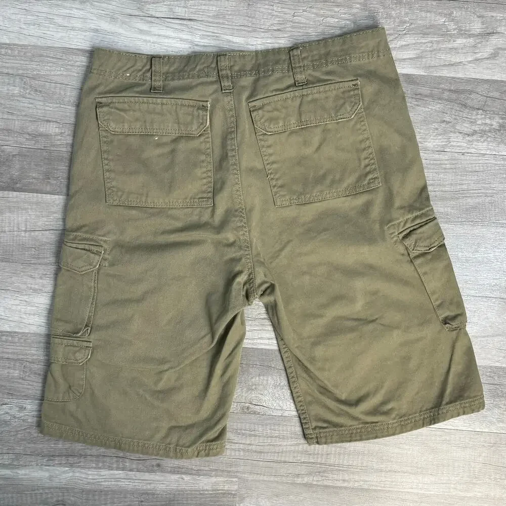Old Mill Men’s Cargo Shorts Size 32 Hidden Drawstring Green